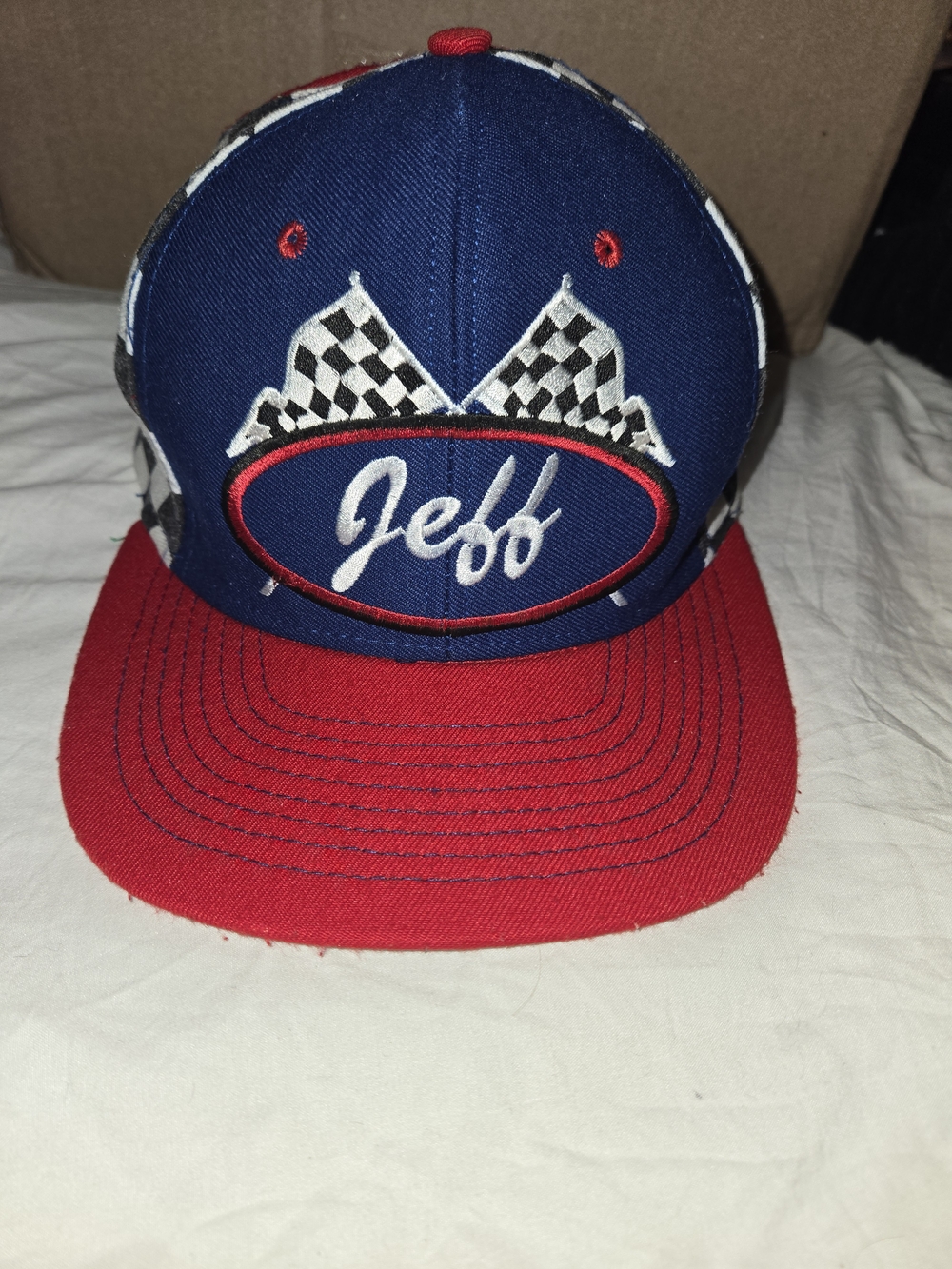 Vintage 90s Jeff Gordon #24 NASCAR Nutmeg Mills Snapback Hat USA Checkered